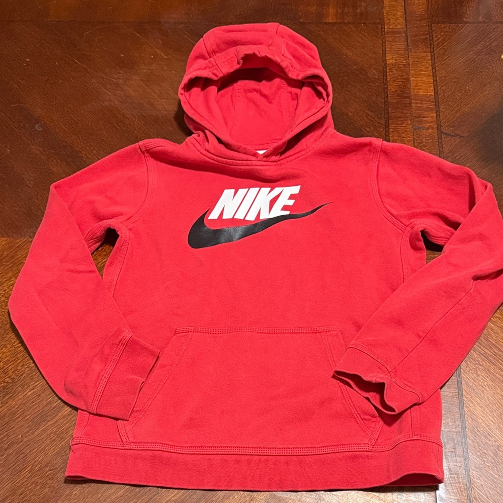 Nike Kids Red Hoodie with Black Logo